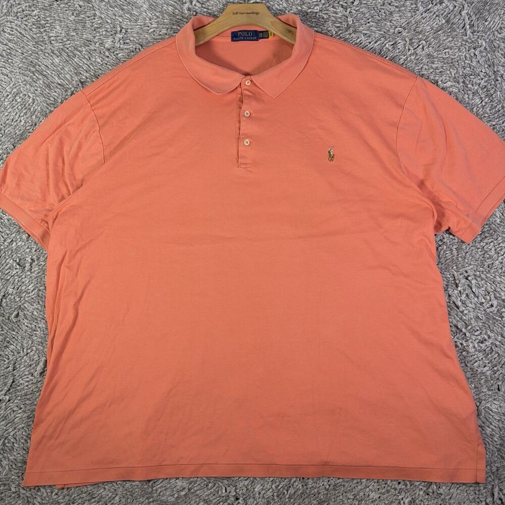 Polo Ralph Lauren Soft Cotton Polo Shirt Mens 4XB (BIG) Salmon Pink Preppy Work